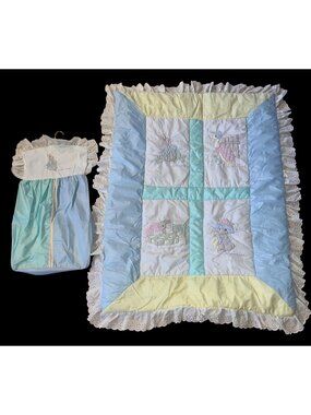 Peter Rabbit Beatrix Potter Crib Comforter & Diaper Stacker Holder Quiltex